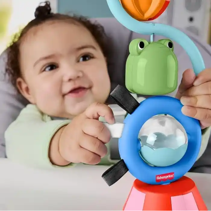 3 ay ve üzeri bebekler için Fisher-Price duyusal gelişime yardımcı sesli ve vantuzlu mama sandalyesi oyuncağı, JHB46