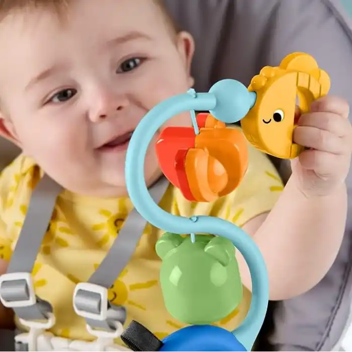 3 ay ve üzeri bebekler için Fisher-Price duyusal gelişime yardımcı sesli ve vantuzlu mama sandalyesi oyuncağı, JHB46