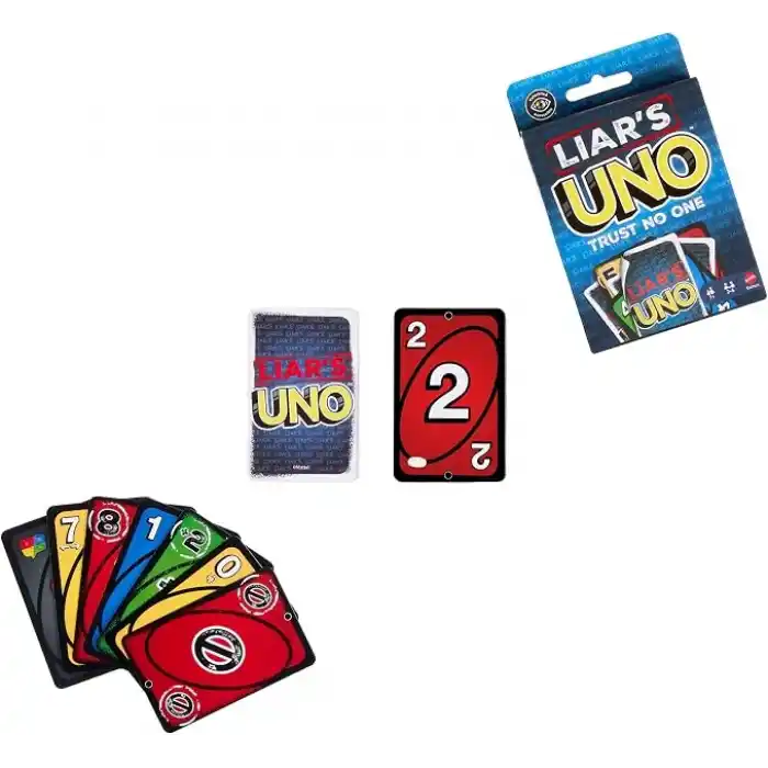 Blöf yaparak diğer oyuncuları kandırabileceğiniz yetişkinlere, çocuklara, ailelere, partilere, oyun gecelerine ve eğlenceli seyahatlere yönelik Mattel Games UNO Liars kart oyunu, JLH43