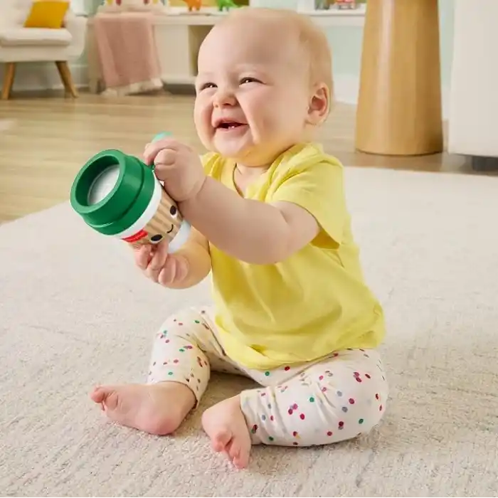 Fisher-Price Keyifli Aktiviteler Kahve Keyfi Dişlik, BPA içermeyen çıngıraklı yenidoğan oyuncağı, 3 ay ve üzeri bebekler için duyusal gelişimi destekleyen oyunlar, JMF08