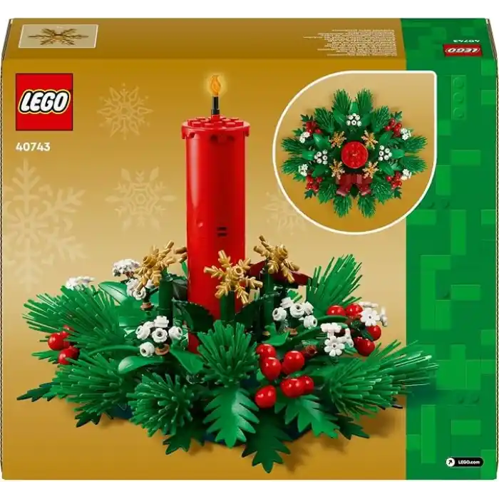 LEGO Yılbaşı Masa Süsü 40743 – 12 Yaş Üzeri Çocuklar için Kırmızı Mum, Orman Meyveleri, Altın Yıldızlar ve Yeşil Yapraklar İçeren Yılbaşı Temalı Yaratıcı Koleksiyonluk Oyuncak Yapım Seti (433 Parça)