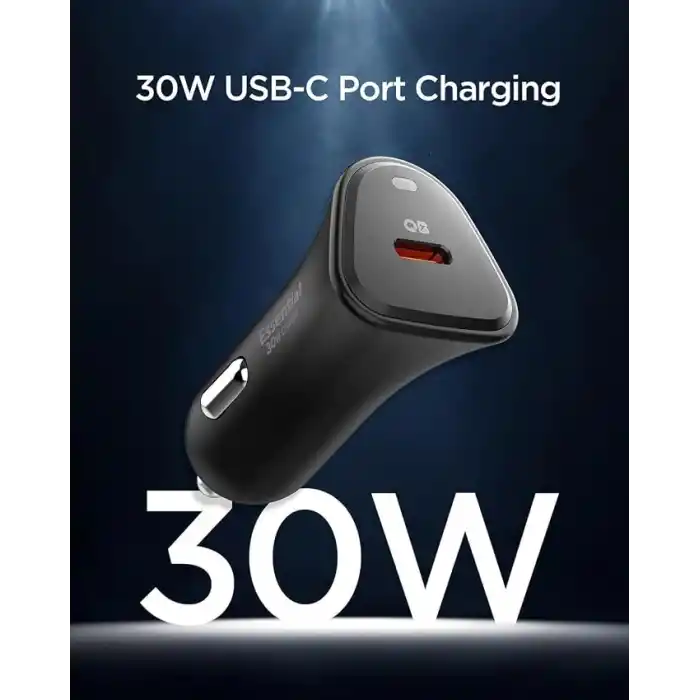 Spigen 30W USB-C Araç içi Hızlı Şarj Aleti PPS Desteği Akım Korumalı Güç Adaptörü Çakmaklık iPhone & Android & iPad Type-C PD 3.0 EV301 - ACP08699