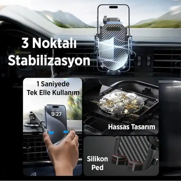 KingMa Vantuzlu Uzayan Cam ve Torpido için Ayarlanabilir Araç içi Telefon Tutucu
