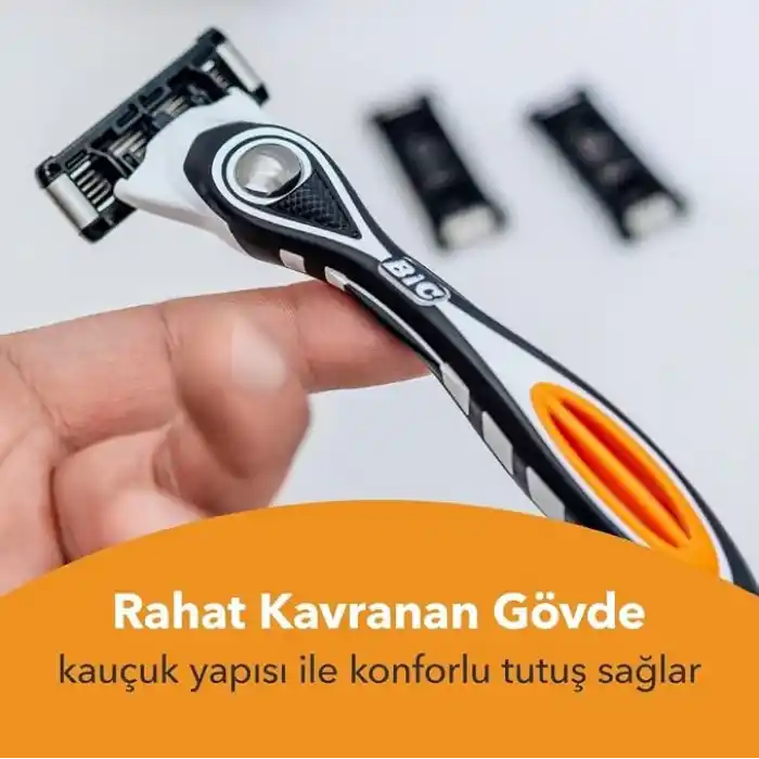 BIC Hybrid 5 Flex 4lü Yedek Tıraş Bıçağı Kartuşu (5 Bıçak), 5 Nano Teknolojik Titanyum Bıçak, E Vitamini ile Zenginleştirilmiş Geniş Kayganlaştırıcı Bant