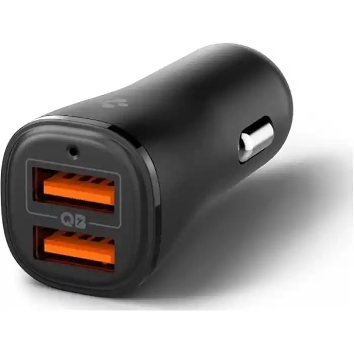 Spigen 30W USB-A 2 Port Araç içi Hızlı Şarj Aleti 18W + 12W Akım Korumalı Güç Adaptörü Çakmaklık iPhone & Android & iPad Type-C PD EV302 - ACP08700