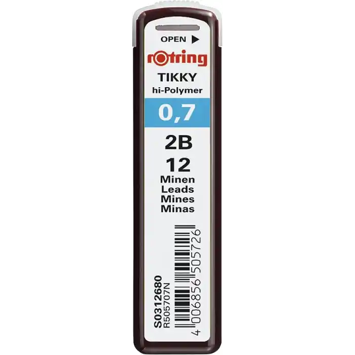 rOtring Tikky Mekanik Kurşun Kalem, Uç ve Silgi Seti, 0,7 mm Kalem, 2B Uç, Orta Boy Silgi, Kırmızı, 3lü Set
