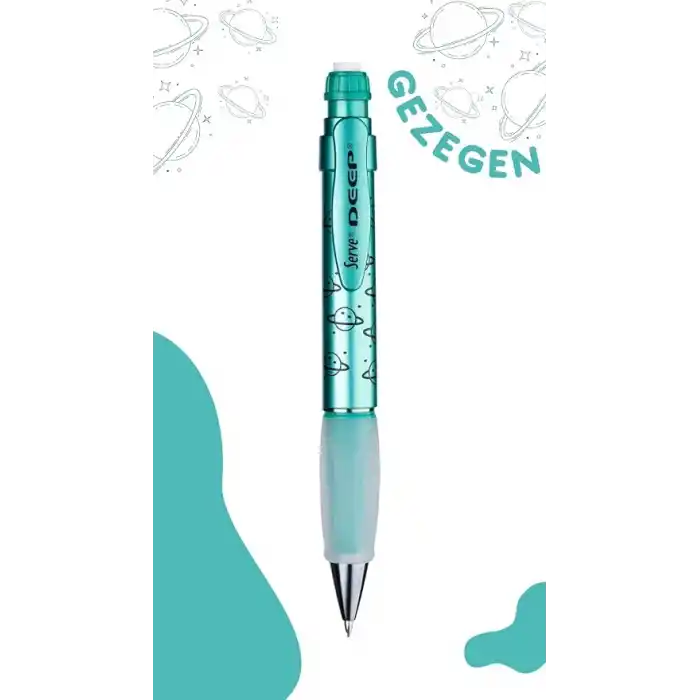 SERVE Deep Mekanik Kurşun Kalem 0.7 mm Metalik Yeşil Gezegen Deseni