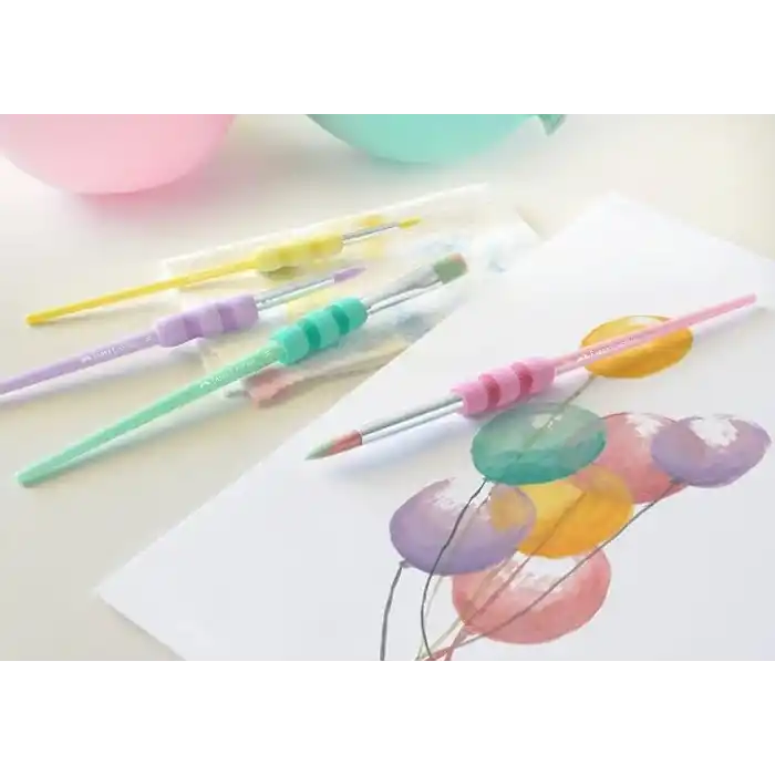 Faber-Castell Yumuşak Dokulu Fırça Pastel Seti, 4’lü, Kaymaz Tutma Yeri, Ergonomik Kavrama, İnce ve Kalın Uçlu Boyama Fırçaları