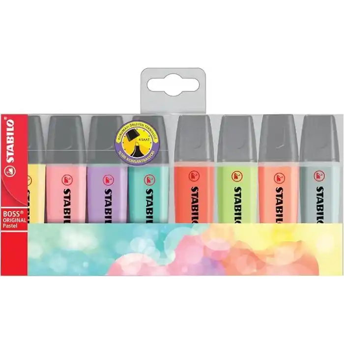 STABILO BOSS ORIGINAL Pastel - Fosforlu Kalem - 8li Paket - Çeşitli Renkler