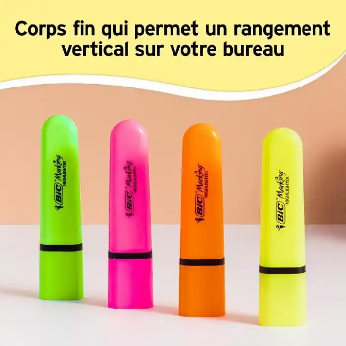 BIC Marking Flat Higlighter Fosforlu Kalem 12li Kutu, Sarı Fosforlu Kalem, Su Bazlı, Hızlı Kuruyan Mürekkep