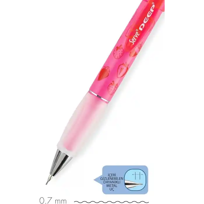 SERVE DEEP MEKANIK KURSUN KALEM 07MM FOS PEMBE CİLEK