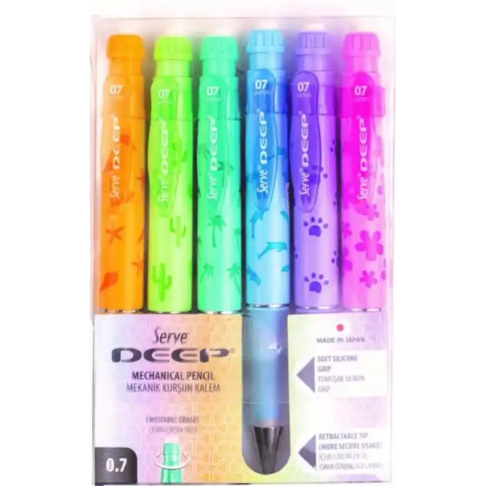 SERVE Deep Mekanik Kurşun Kalem Pastel Doğa Serisi 0.7 mm 6lı Set