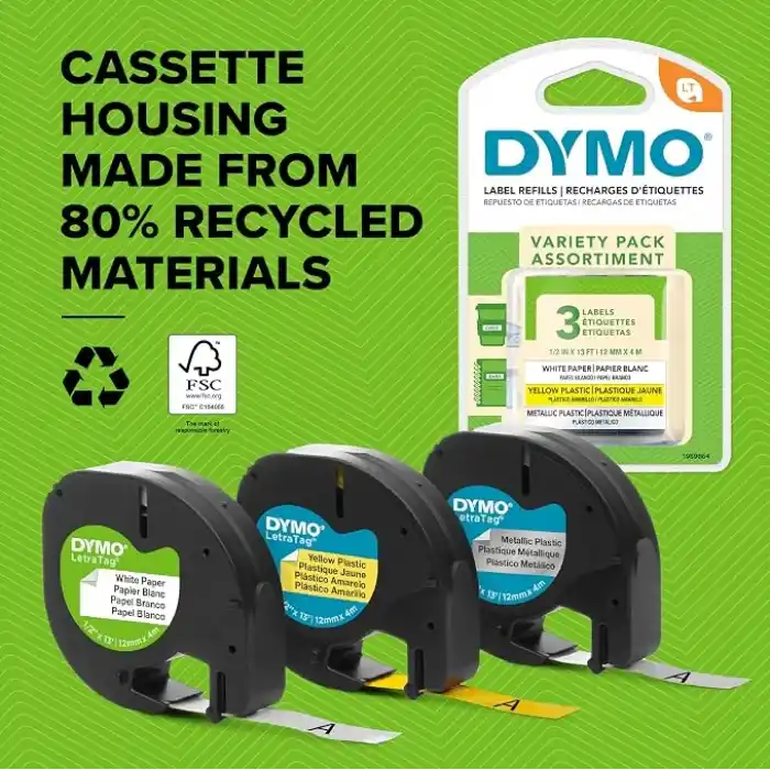 DYMO LetraTag Plastik Şerit (12 mm X 4 mt), Beyaz (59422)