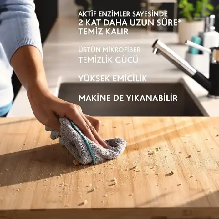Vileda Pro Clean Aktif Enzimli Mikrofiber Temizlik Bezi, 3’lü Paket
