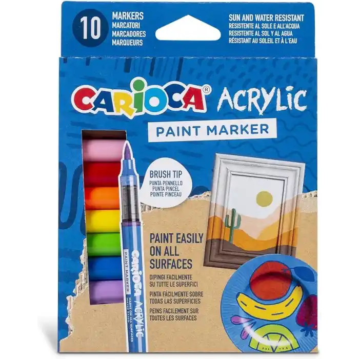 Carioca Akrilik Paint Marker Su Bazli Fırça Uçlu 10Lu