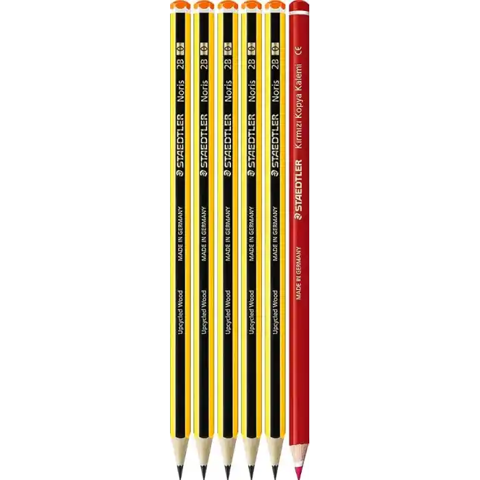 Staedtler 120-0 Noris 2B Kurşunkalem (5 Adet) & 13144-23LN & Kırmızı Kopya Kalemi