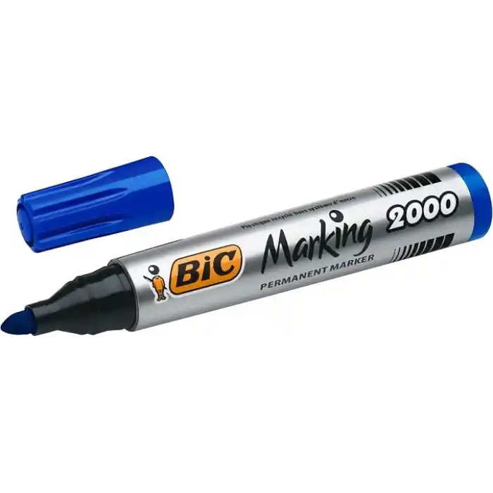 BIC Intensity Marker 2000 Yuvarlak Uçlu Permanent Markör, Mavi, 12li Kutu, 1.7 mm Sağlam Uç, Hızlı Kuruyan Mürekkep