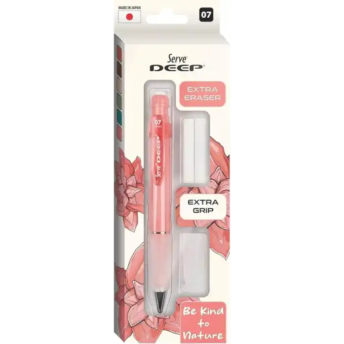 Serve Deep Versatil Kalem 07Mm- Toprak Tonları - Yedekli Set (Grip Ve Silgi) Mercan