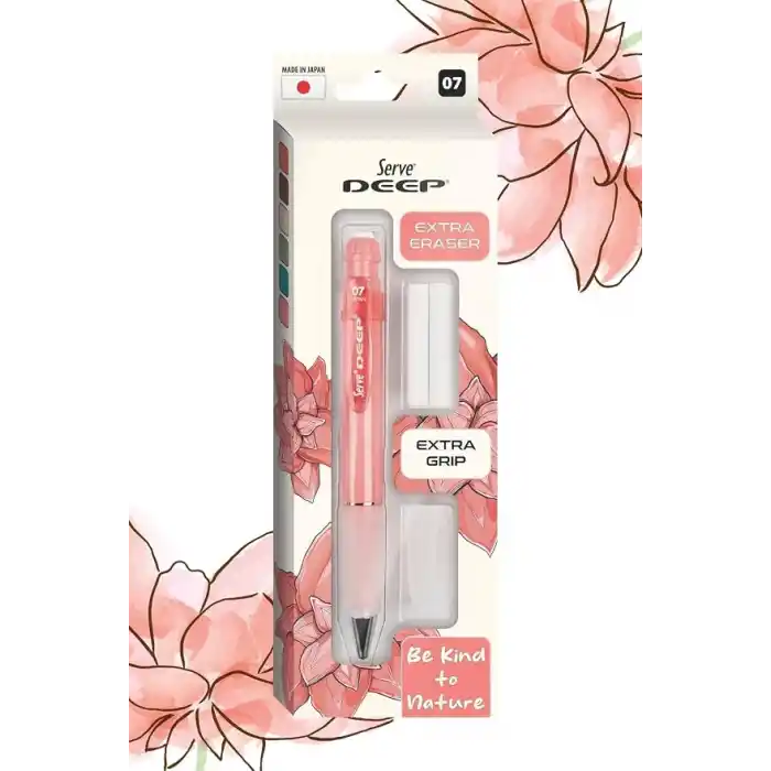 Serve Deep Versatil Kalem 07Mm- Toprak Tonları - Yedekli Set (Grip Ve Silgi) Mercan