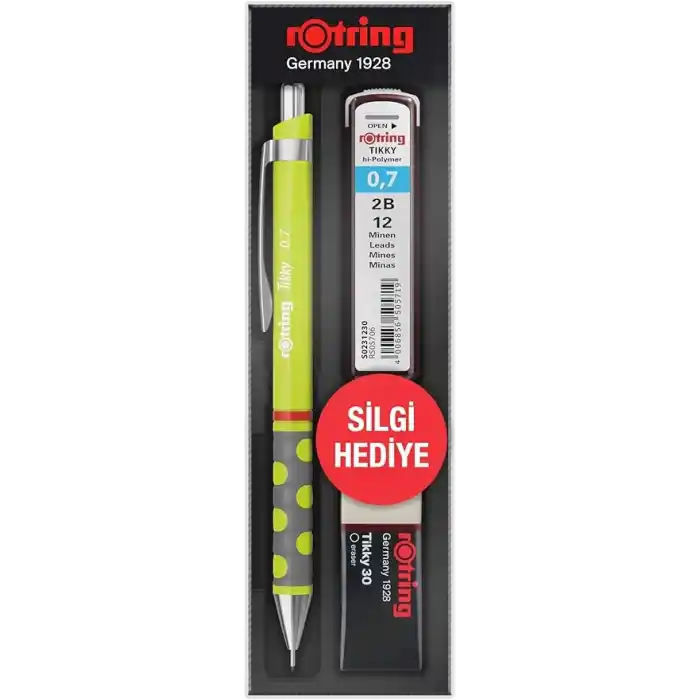 rotring Tikky RD 0.7+Min Silgi Hediyeli - Limon Yeşili