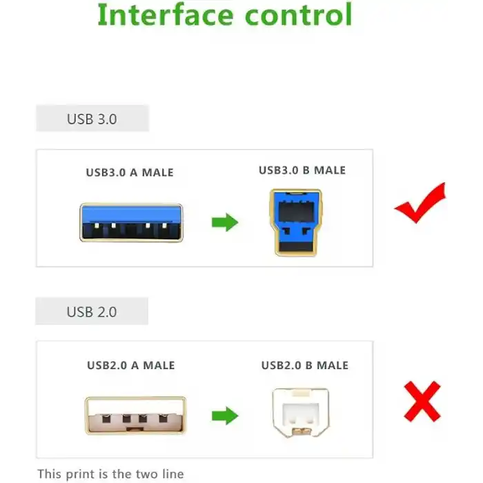 Ugreen 10372 2m USB A USB B fişi siyah - USB A USB B 3.0 (3.1 Gen 1), siyah