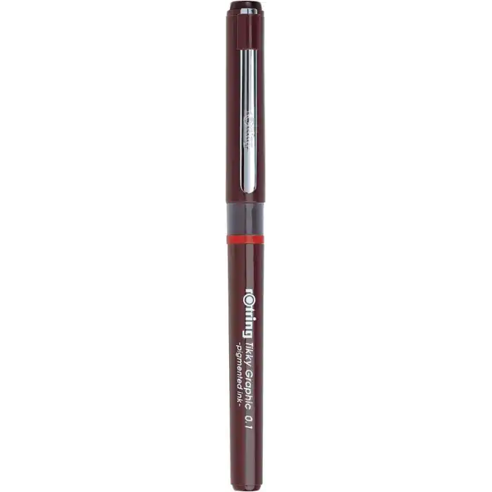 rOtring Tikky Graphic Keçe Uçlu Teknik Çizim Kalemi, 0,1 mm, Siyah Mürekkep, Kahverengi