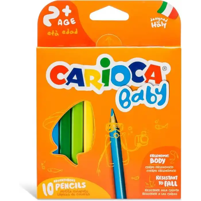 Carioca Jumbo Bebek Üçgen Kuru Boya Kalemi, 10Lu