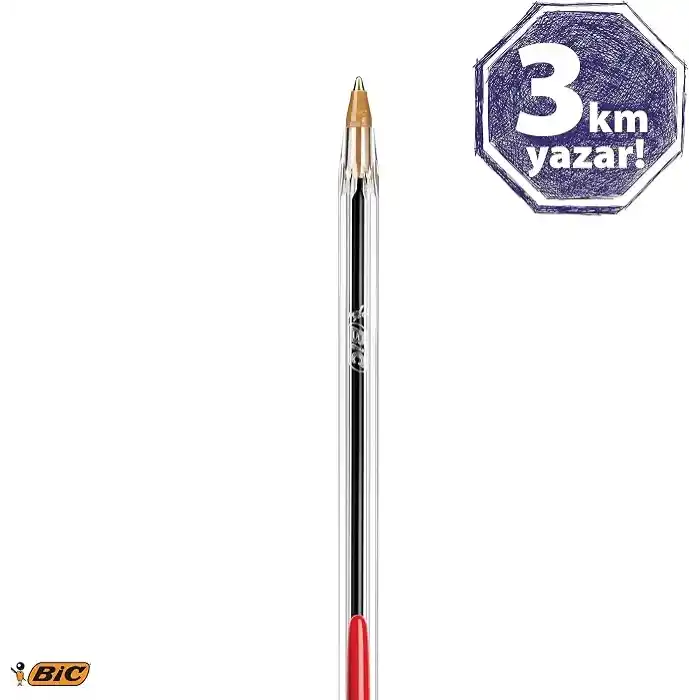 BIC Cristal Medium Tükenmez Kalem Kırmızı 50li Kutu, 1.0 mm Orta Kalınlıkta Uç, Şeffaf Gövde, Delikli Kapak
