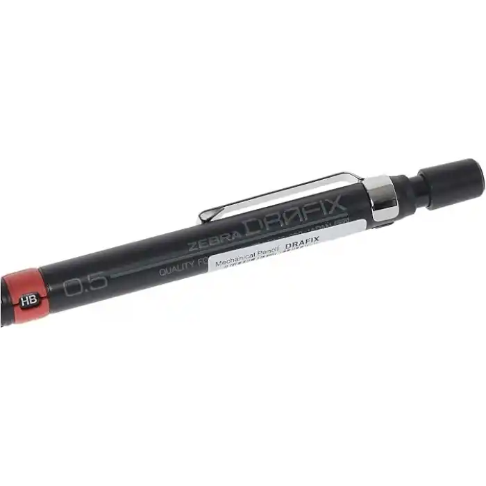 Zebra DRF-0.5 Zebra Drafix Mekanik Kurşun Kalem, Si̇yah-Kırmızı, 0.5 mm