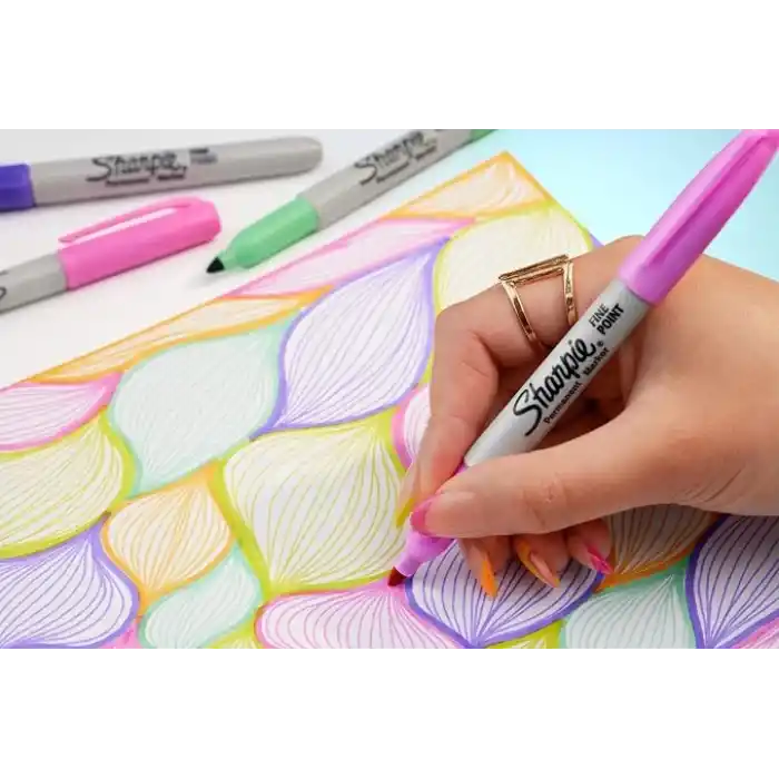 Sharpie Glam Pop kalıcı markörler, kalın ayrıntılar için ince nokta, çeşitli canlı renkler | 12 keçeli kalem