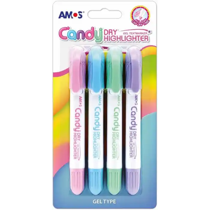 AMOS Kalem Pastel Jel Dry 4 Renkli Set, Çok Renkli