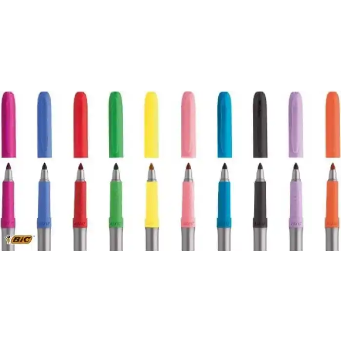 BIC Intensity Marking Colour Permanent Kalıcı Markör, 12li Blister, 12 Canlı Renk, Kapağı 1 Ay Açık Kalsa da Kurumayan Mürekkep