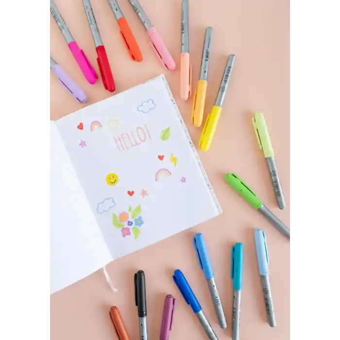 BIC Intensity Marking Colour Permanent Kalıcı Markör, 12li Blister, 12 Canlı Renk, Kapağı 1 Ay Açık Kalsa da Kurumayan Mürekkep