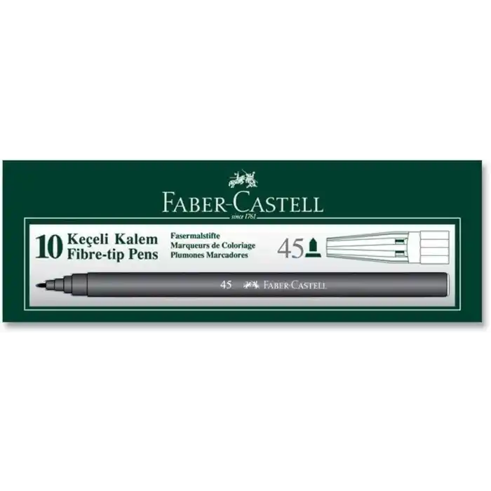 Faber-Castell İğne Uçlu Keçeli Kalem Seti, 10’lu, Siyah Renk, Havalandırmalı Kapak, Kağıt ve Karton Yüzeyler İçin Uygun