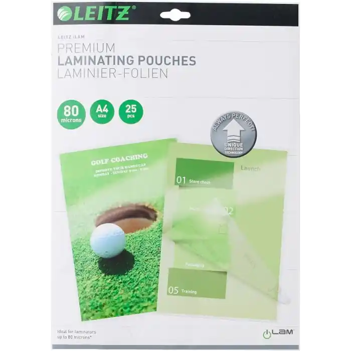 Leitz UDT Laminasyon Poşeti, A4, 80 mikron, 25 adet, Şeffaf