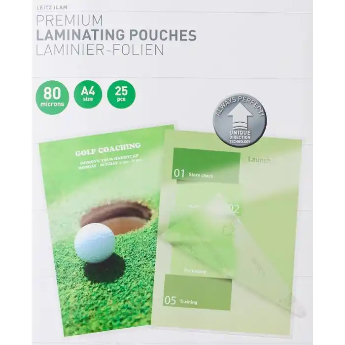 Leitz UDT Laminasyon Poşeti, A4, 80 mikron, 25 adet, Şeffaf