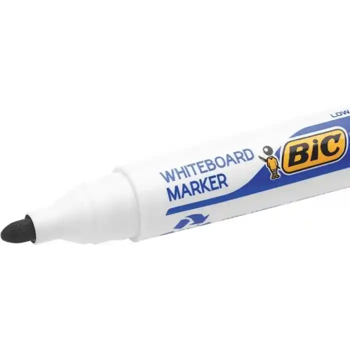 BIC Velleda 1701 Eco Yuvarlak Uçlu Beyaz Tahta Kalemi, Mavi, 12li Kutu, Kolay Silinebilen Mürekkep, Sabit Yuvarlak Uç