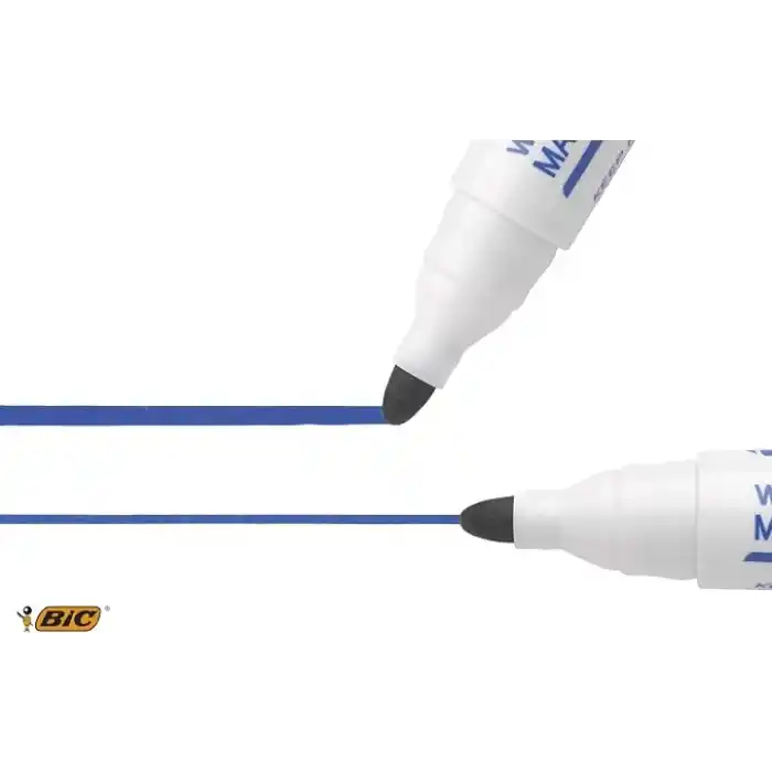 BIC Velleda 1701 Eco Yuvarlak Uçlu Beyaz Tahta Kalemi, Mavi, 12li Kutu, Kolay Silinebilen Mürekkep, Sabit Yuvarlak Uç