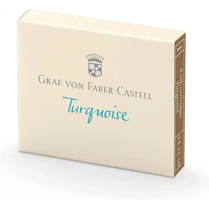 Graf von Faber-Castell Kartuş, 6’lı, Turkuaz Renk, Silinmez ve Suya Dayanıklı, Işığa Karşı Dirençli, Kolay Takılabilir, Ergonomik Tasarım