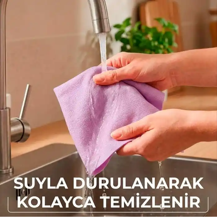 Vileda Actifibre Pro Kitchen Mikrofiber Bez, PVA Kaplama, İz Bırakmayan Tasarım