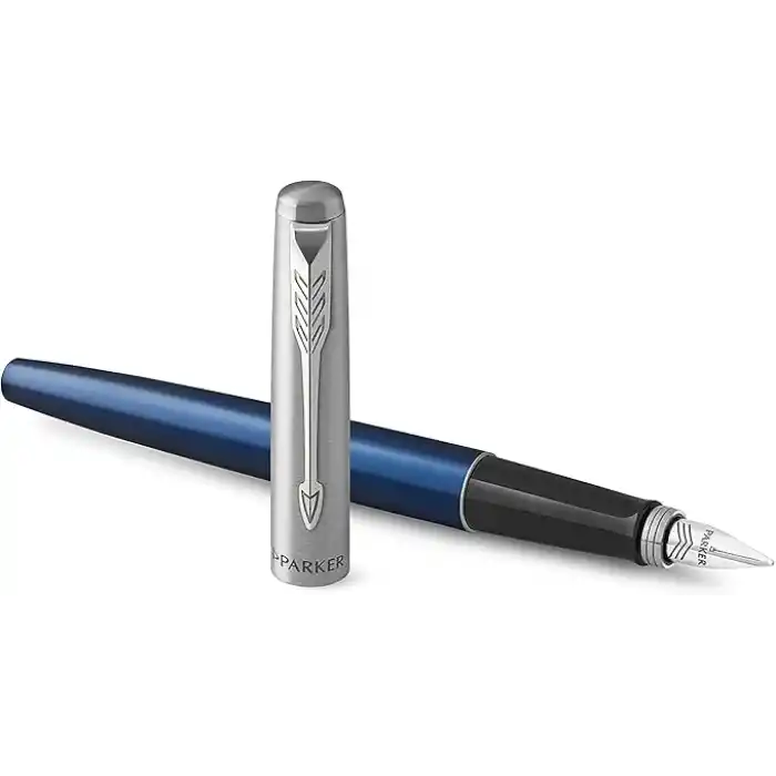 Parker Jotter Mavi Krom Tasarımlı Dolma Kalem, Orta Kalınlıkta Uç, Mavi Mürekkep
