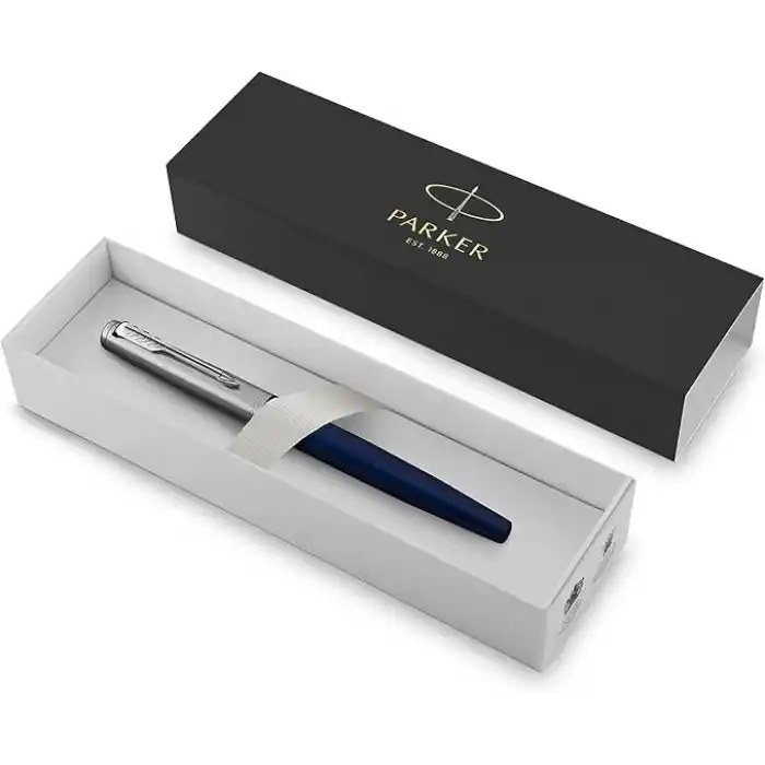 Parker Jotter Mavi Krom Tasarımlı Dolma Kalem, Orta Kalınlıkta Uç, Mavi Mürekkep