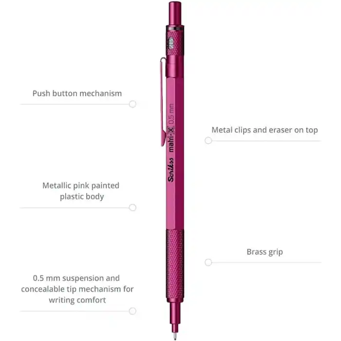 Scrikss Office Matri-X Versatil 0.5 Mm Metalik Pembe Şeffaf Amb.