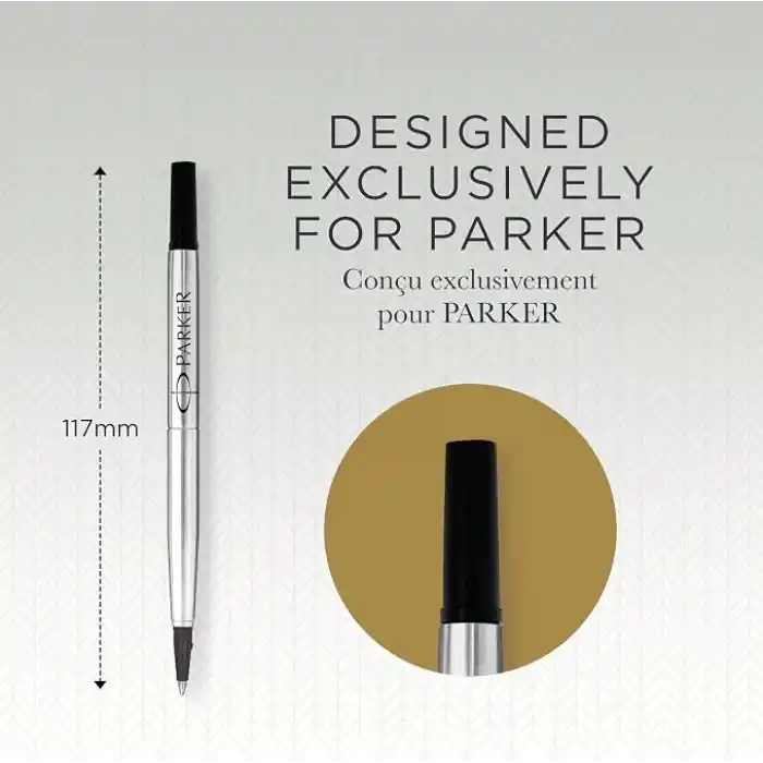 Parker 1950323 Tükenmez Kalem Yedeği, Orta Kalınlıkta Uç, Siyah, Siyah