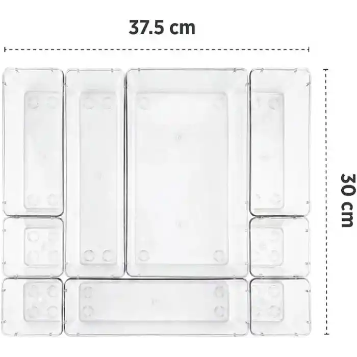 DecoBella PET Şeffaf Bölmeli Düzenleyici 9 Parça