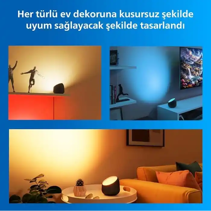 Philips Smart Lighting Squire Lite Akıllı Masa Lambası - Siyah - Google Home, Alexa, HomeKit ve Matter uyumlu