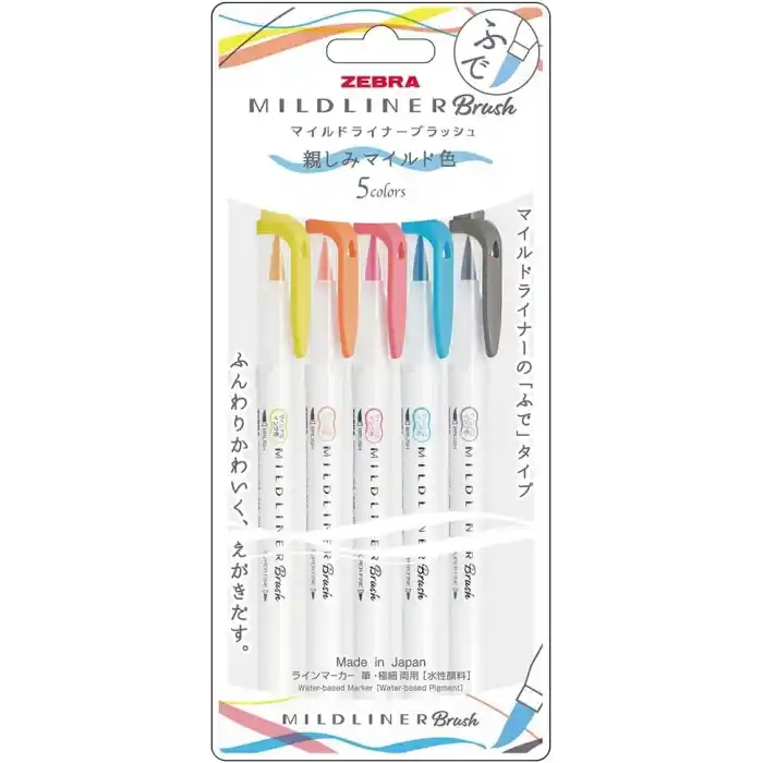 ZEBRA MILDLINER BRUSH PEN N-5C-N SET