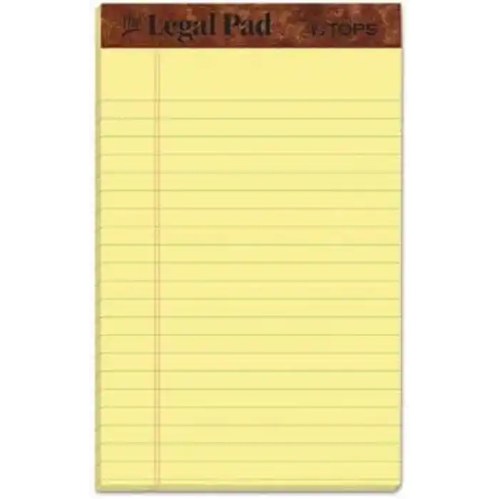 TOPS 12,7 x 20,3 cm Yasal Bloknotlar, 12’li Paket, The Legal Pad Markası, Dar Çizgili, Sarı Kağıt, Her Yazı Bloknotunda 50 Yaprak, ABD’de Üretilmiştir