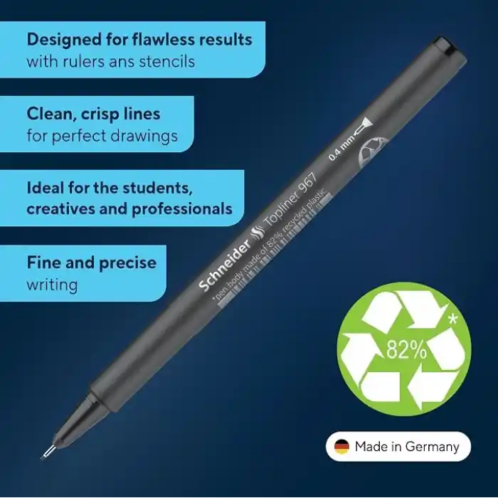 Schneider Topliner 967 Fineliner (çizgi kalınlığı 0,4 mm) 10lu kutu çeşitli
