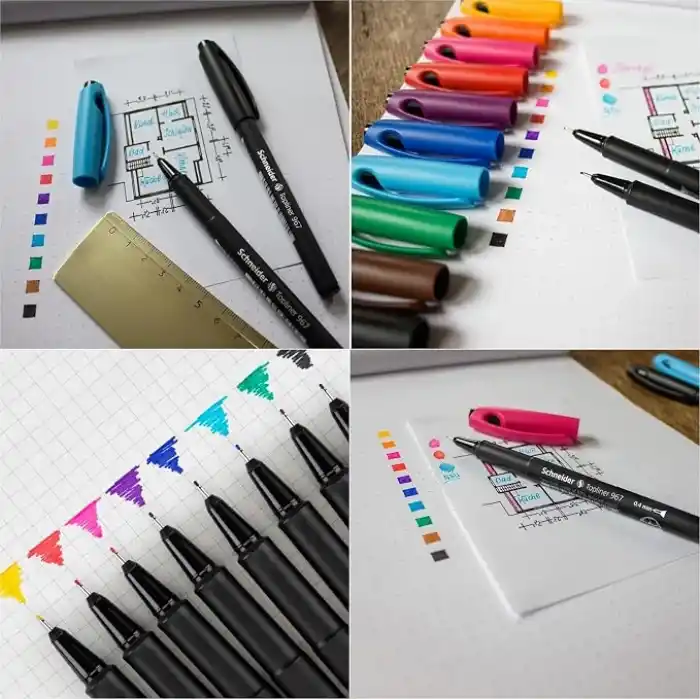 Schneider Topliner 967 Fineliner (çizgi kalınlığı 0,4 mm) 10lu kutu çeşitli